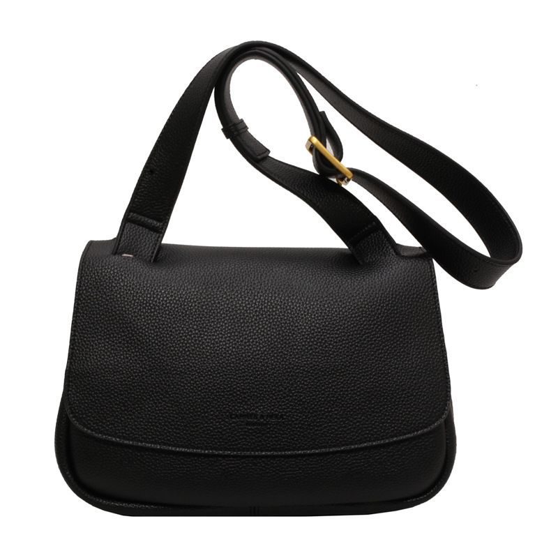 New Fashion Wide Shoulder Strap Single Shoulder Crossbody Bag, Color: black