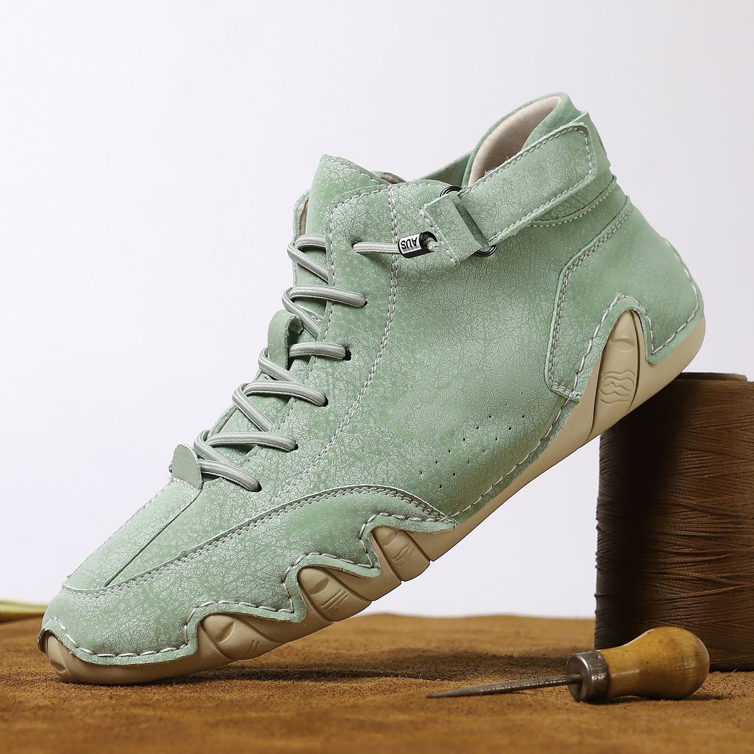 Martin Boots Spring/summer High Top Octopus Design Men Short Leather Boots, Size: 34, Color: F8008 Apple Green