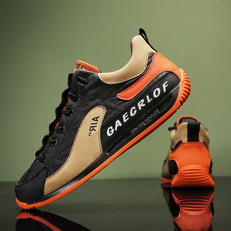 Men Casual Breathable Lightweight Trendy Soft Sole Low-top Sports Forrest Gump, Size: 39, Color: Black and orange