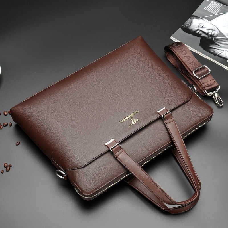 Kangaroo, male bag handbag business briefcase single shoulder bag, Color: Brown
