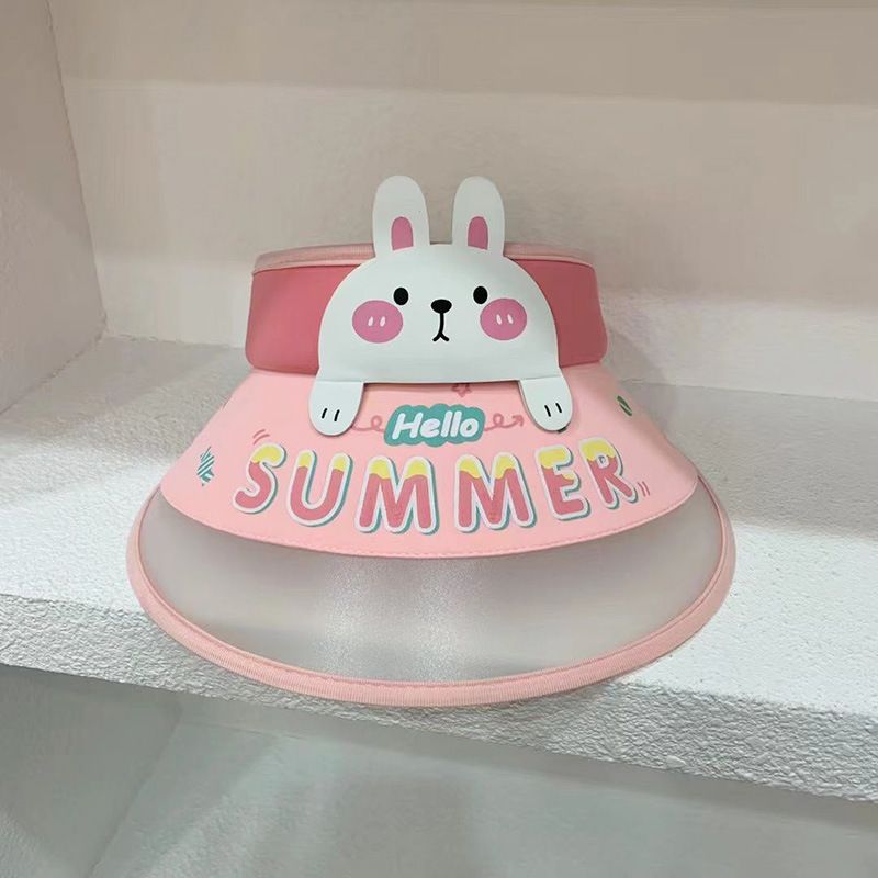 Cartoon Shape Summer Children Sun Hat Super Cute Boy Baby Outdoor UV Protection, Color: D-5040 rabbit pink, Size: Head circumference 48-52cm-adjustable
