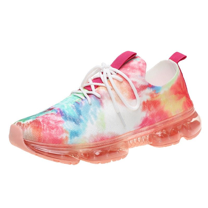 Fashion Mesh Cozy Running Sport Shoes Women Lace Up Sneakers, Color: Colorful, Shoe Size: 5