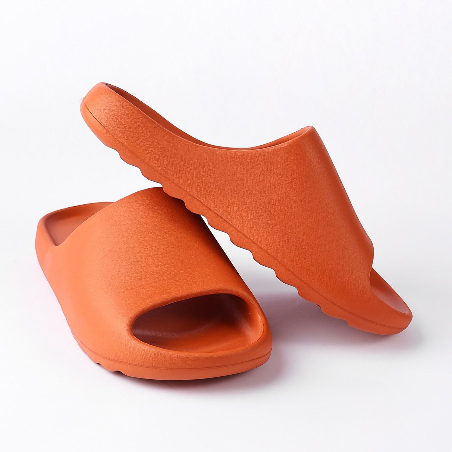 Platform Pillow Slides for Women - Orange Chunky Shower Slippers, Color: Orange, Shoe Size: 5-5.5