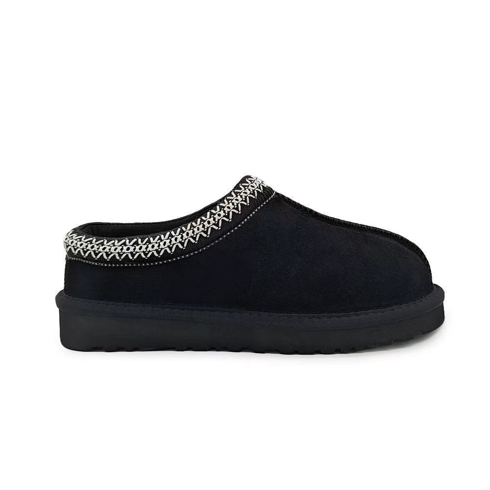 Furry Slip-On Woman Clogs Fuzzy Cozy Open-Back Snow Boots, Color: Black, Shoe size: 10