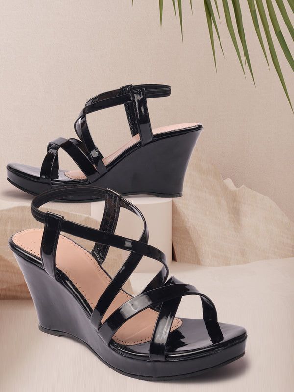 Open-Toe Strappy Slingback Wedges heels Sandals (Size-36)
