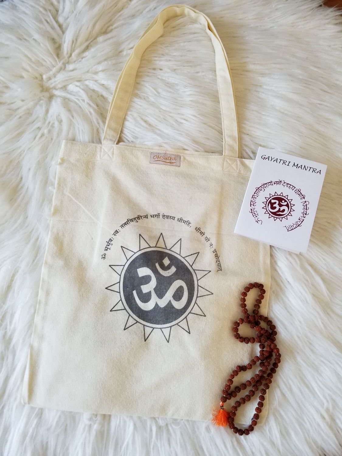 Gayatri Mantra Tote Bag, Color: Natural