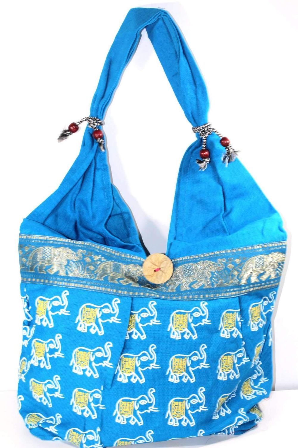 Elephant Jhola Bag, Color: Blue, Design: Elephant/Animal, Material: Cotton/Jacquard