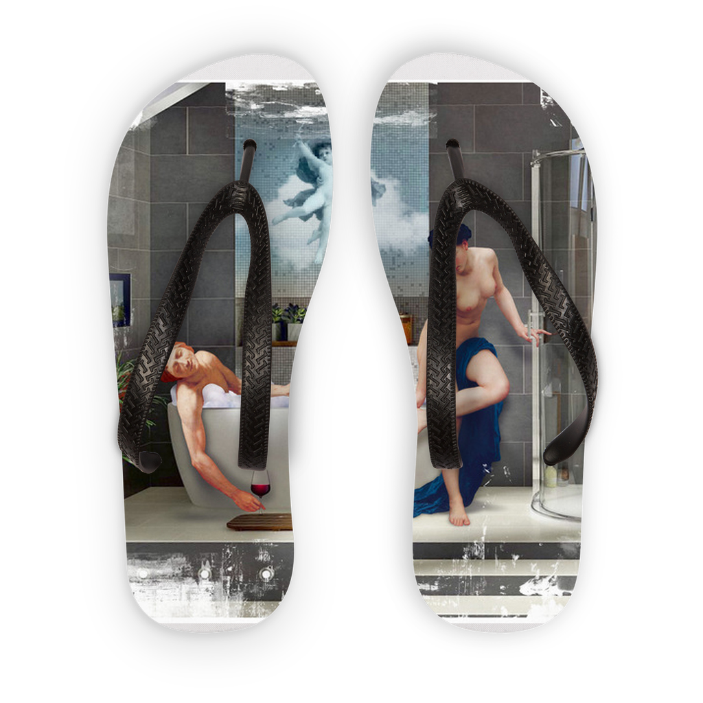 Bathtime Adult Flip Flops, Size: M, Color: Black Strap