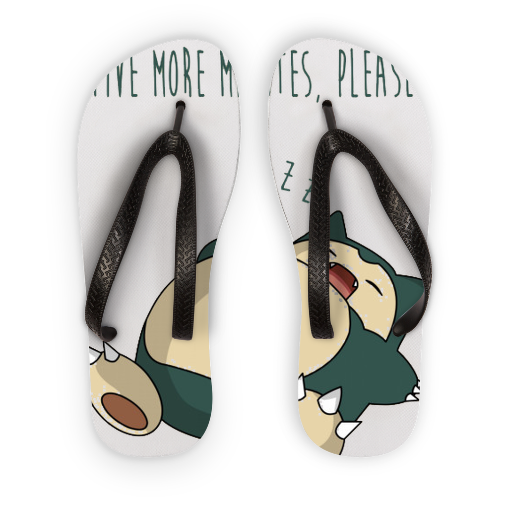 Five more minutes please Adult Flip Flops, Size: S, Color: Black Strap
