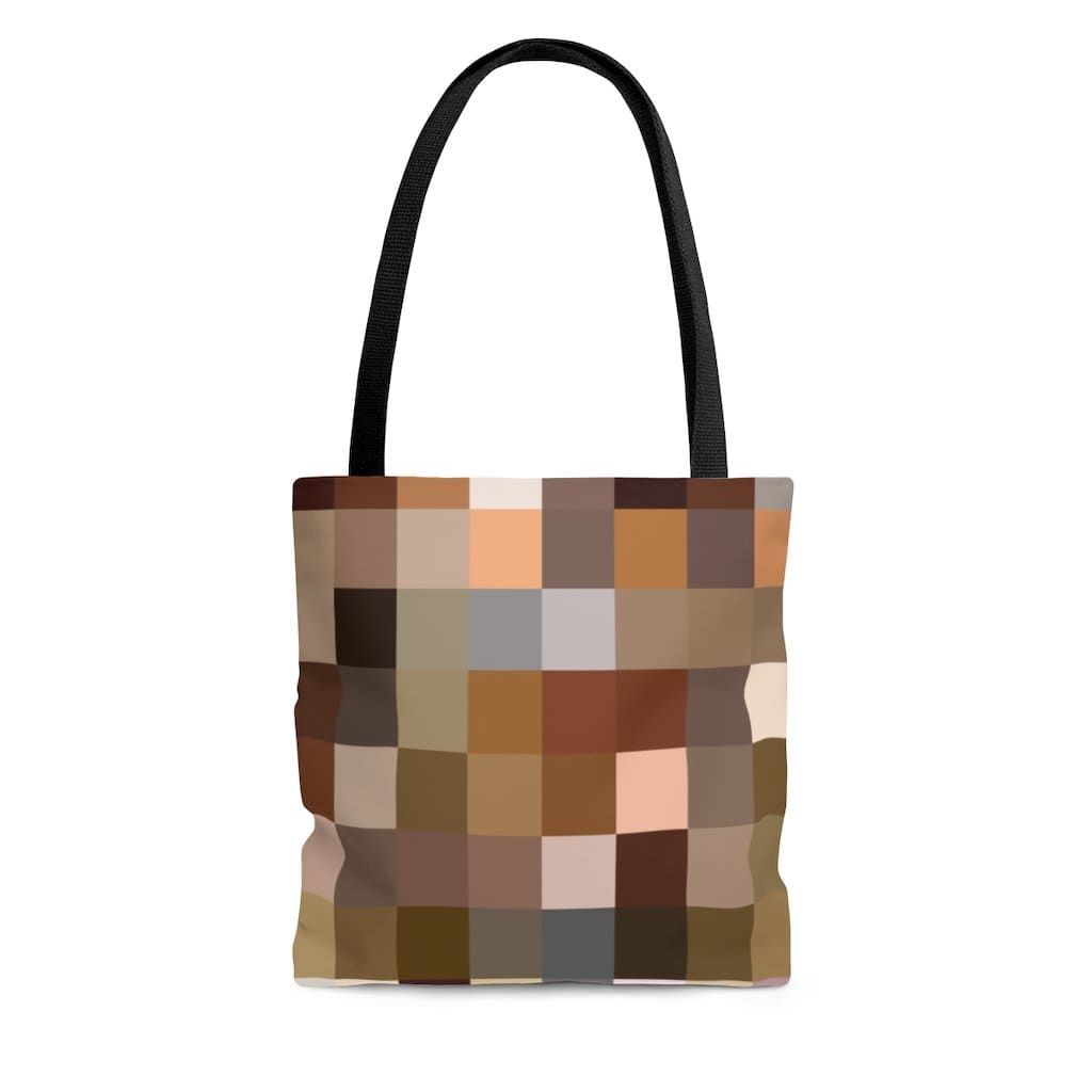 Large Tote Bags - Natural Brown Colorblock Print, Size: Small