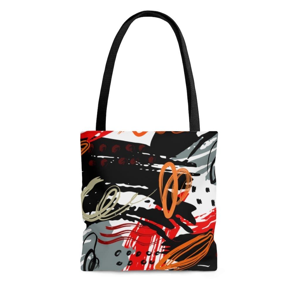 Large Tote Bag - Black Red Gray Abstract Style Shoulder Bag, Size: Small