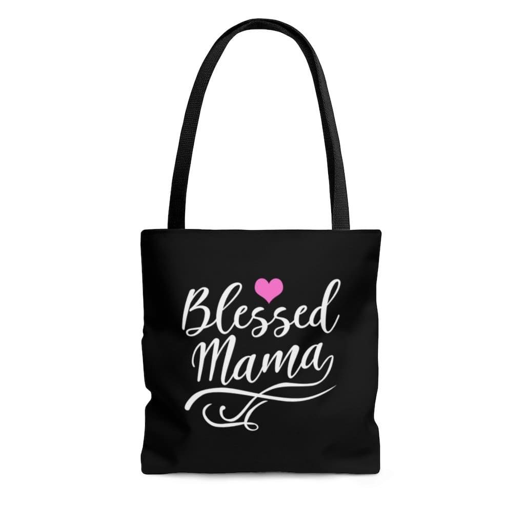 Large Tote Bags - Blessed Mama Graphic Style Shoulder Bag, Size: Small