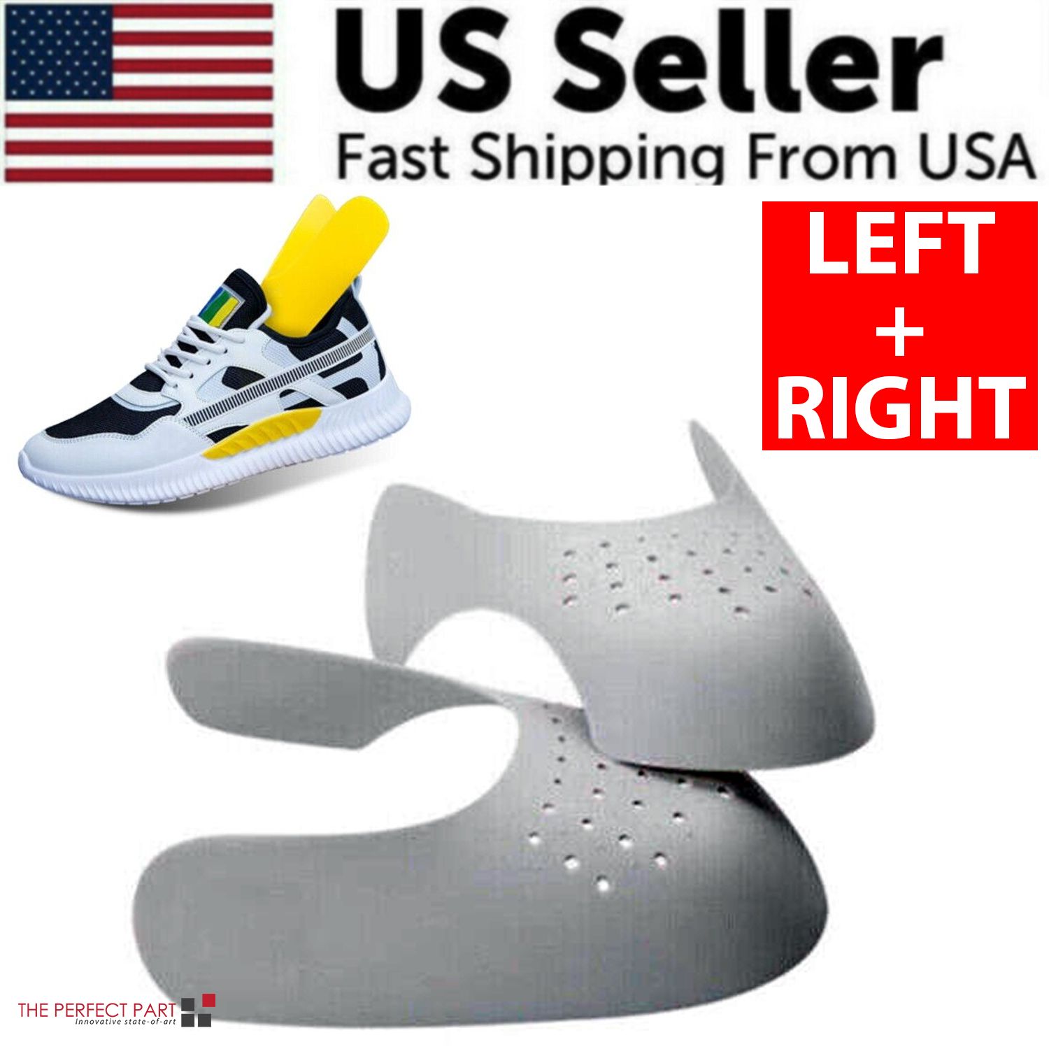 Pair Sneaker Shoe Anti Crease Protector Decreaser Toe Force Creasing, Size: S (Women's Shoe Size 5-8), Color: Gray
