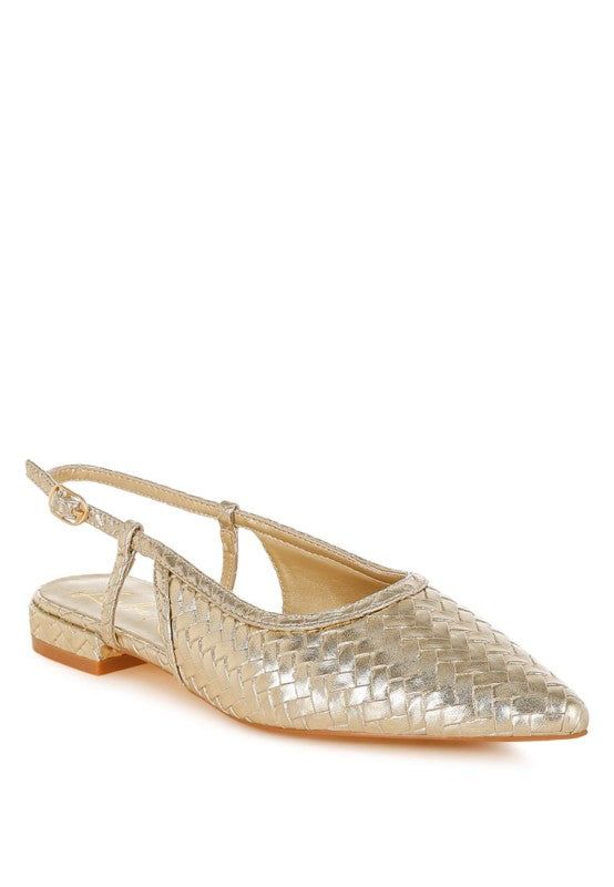 Kurina Metallic Woven Slingback Sandals, size: US-5 / UK-3 / EU-36, color: Gold