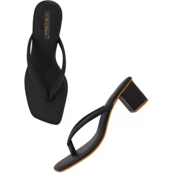 Women Block heels Sandals and Slipers (Size-39) (Color-BLACK)
