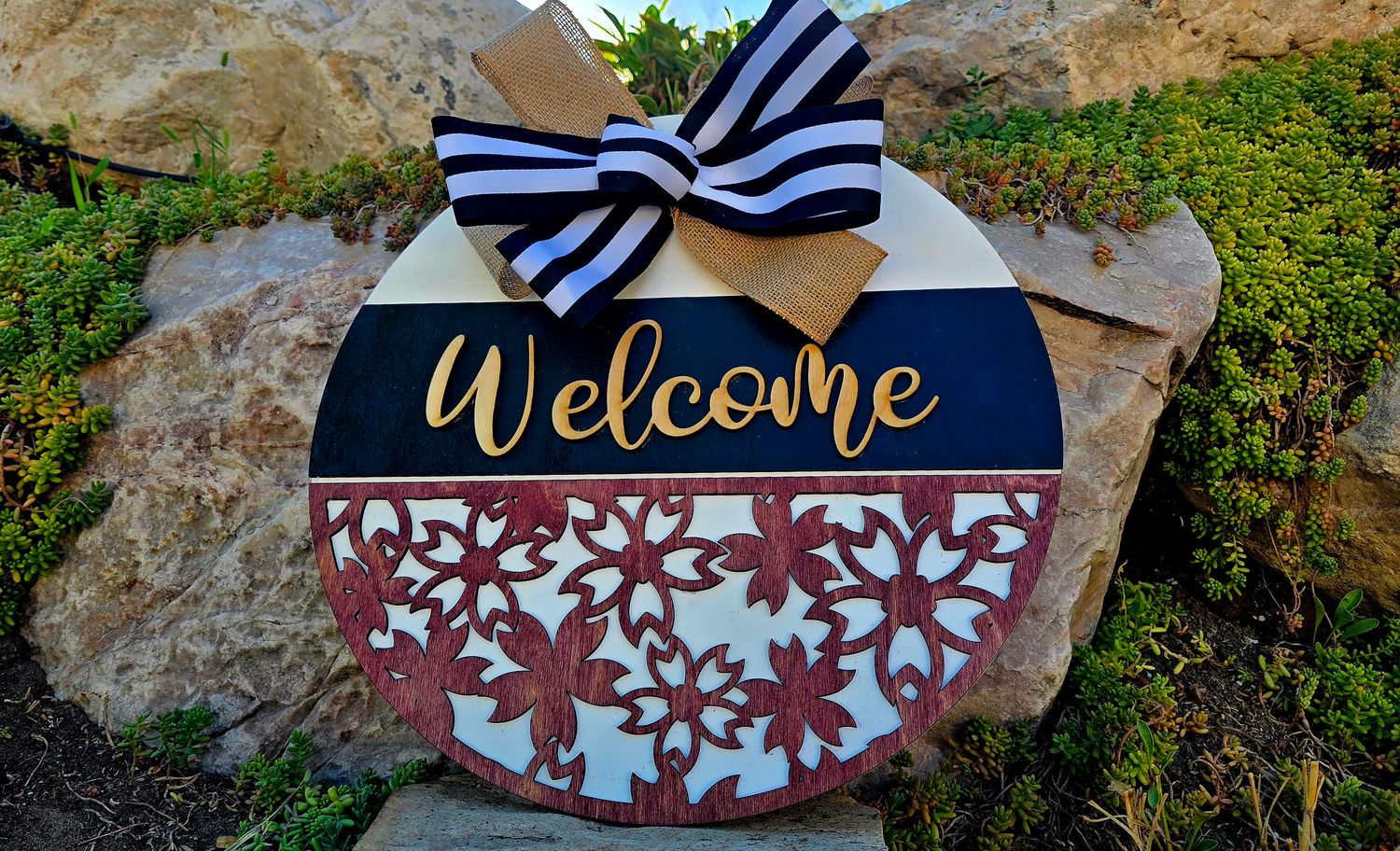 Front Door -Welcome Leaves