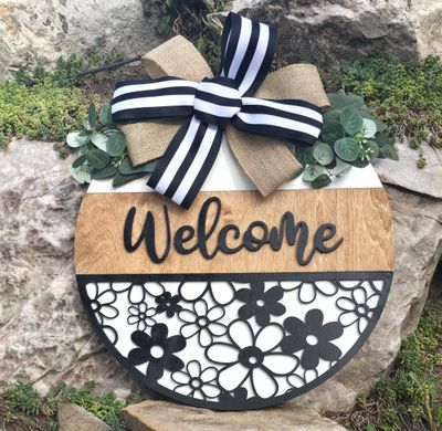 Front Door - Welcome Bow &amp; Flowers