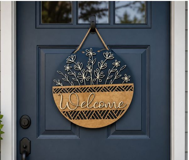 Front Door Welcome Flower Basket