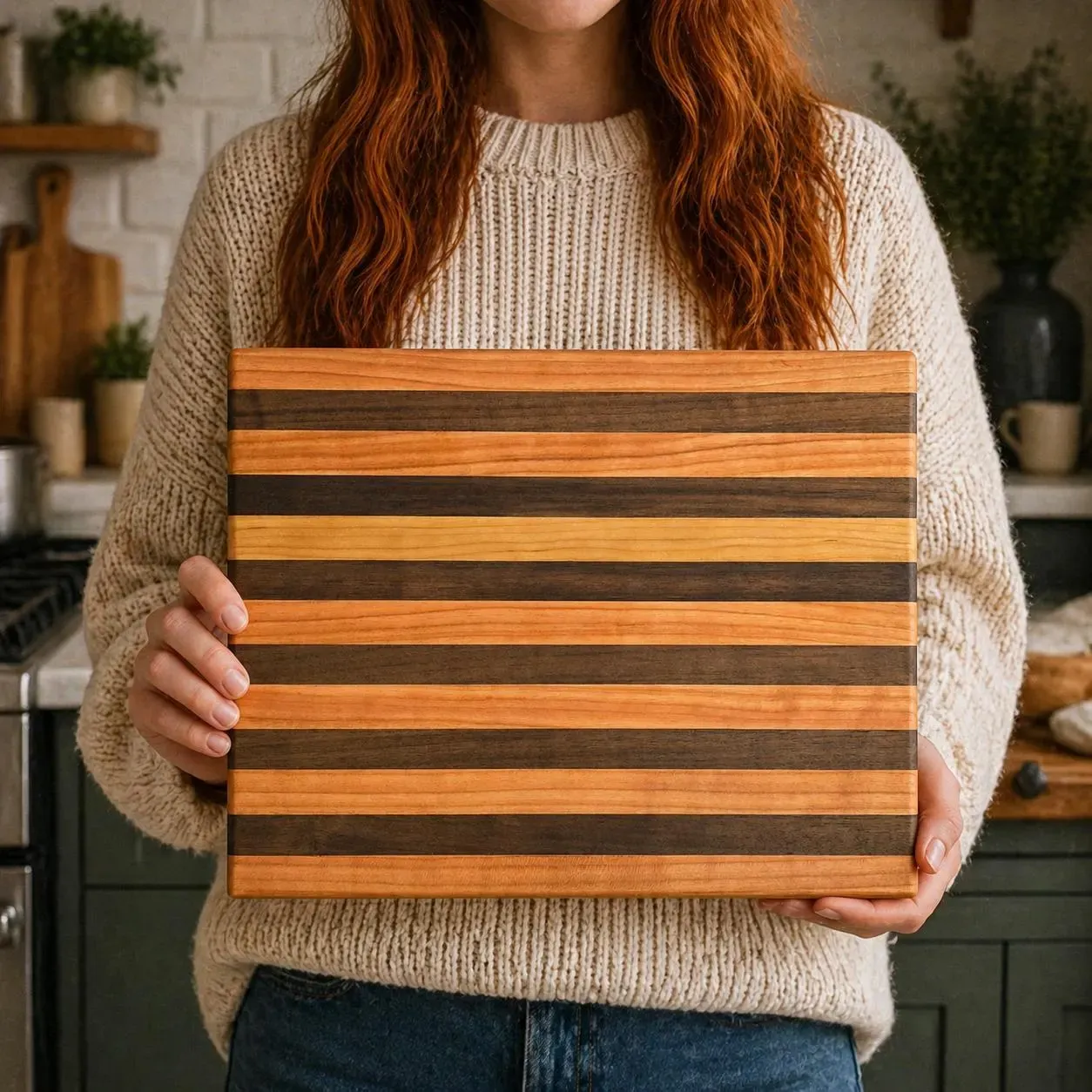 Premium Handmade Cutting Board Cherry &amp; Walnut