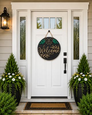 Front Door Welcome vines