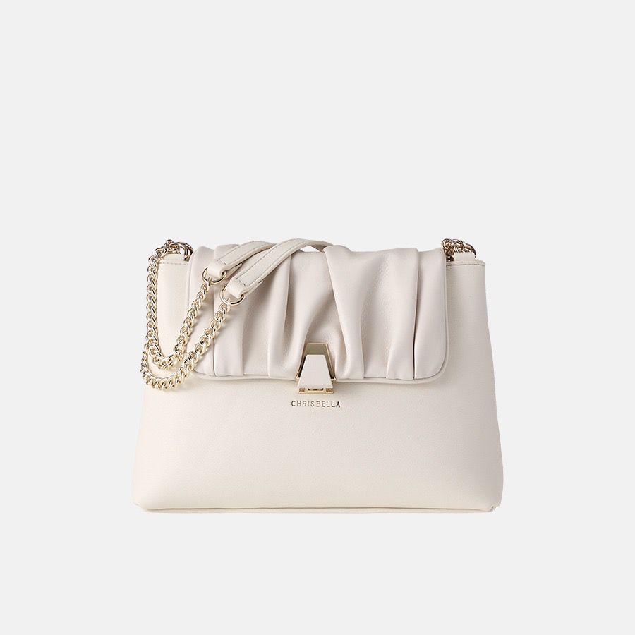 Chrisbella White Handbag Wrinkle Design