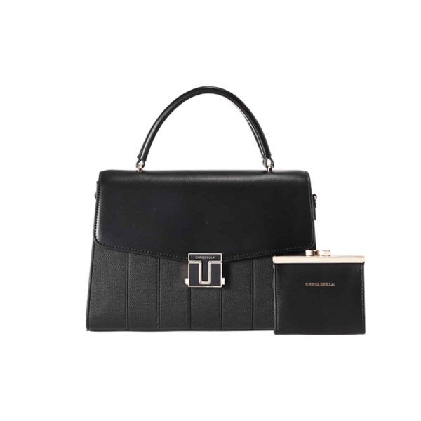 Chrisbella Flap Black Handbag