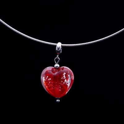 Heart Pendant red - vertical