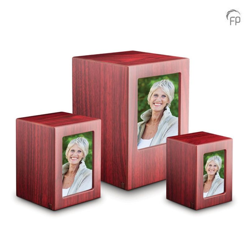 Wooden Urn with foto - mahogany