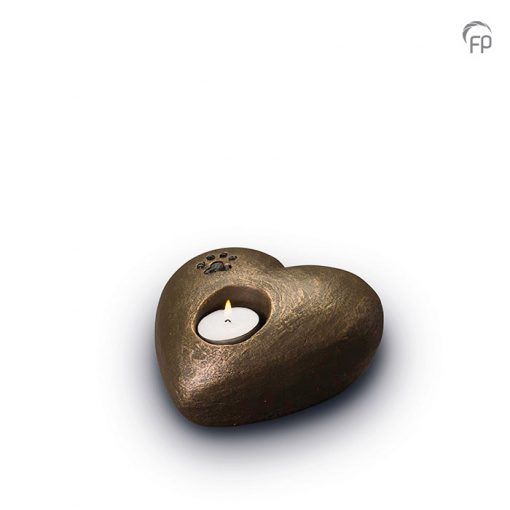 Ceramic Heart Urn with Paw - Candle Holder