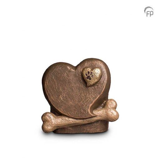 Ceramic Heart Urn with Bone