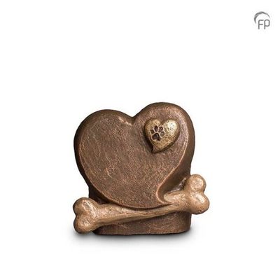 Ceramic Heart Urn with Bone