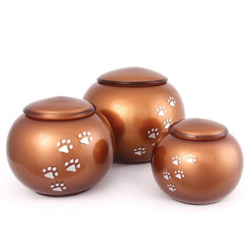 Round Glass Pet Urn - Rusty
