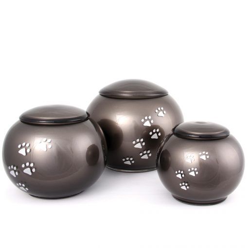 Round Glass Pet Urn - Black