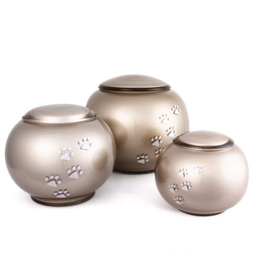 Round Glass Pet Urn - Cappuccino
