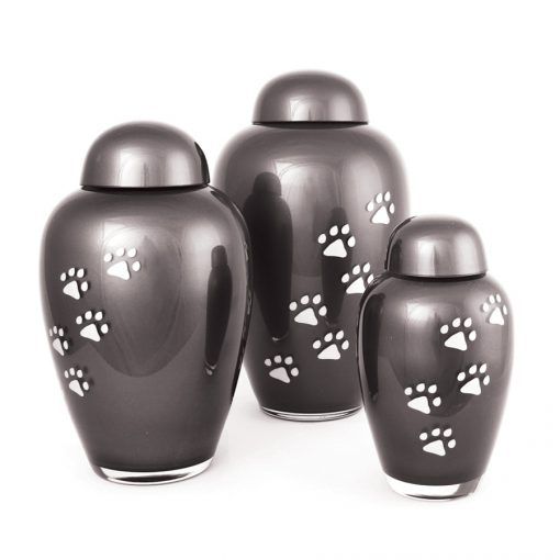 Tall Glass Pet Urn - Black