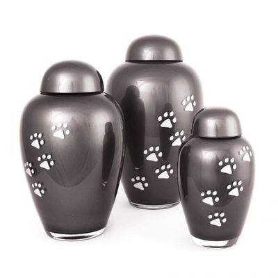Tall Glass Pet Urn - Black