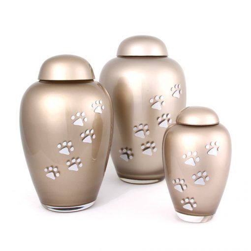 Tall Glass Pet Urn - Cappuccino
