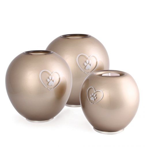 Round Glass Pet Urn Candle Holder - Cappuccino