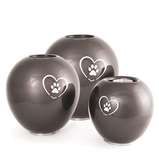 Round Glass Pet Urn Candle Holder - Black