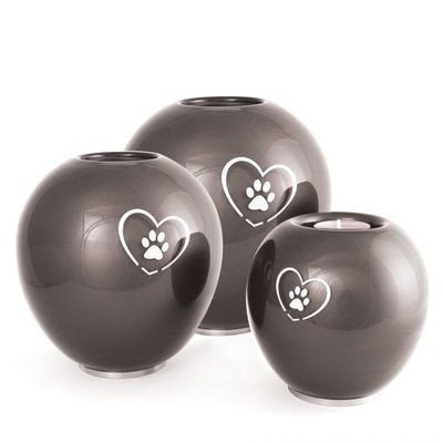 Round Glass Pet Urn Candle Holder - Black