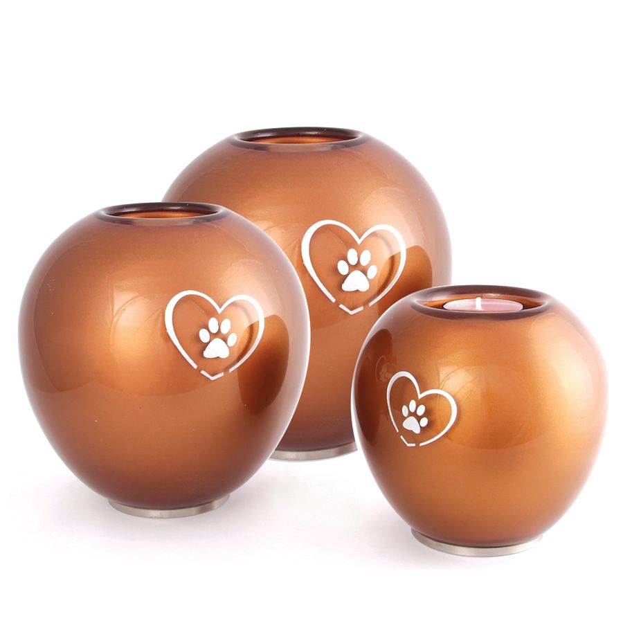 Round Glass Pet Urn Candle Holder - Rusty
