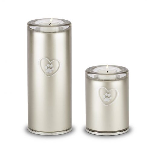 Glass Pet Urn Candle Holder - Cylinder Cappuccino