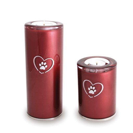 Glass Pet Urn Candle Holder - Cylinder Burgundy