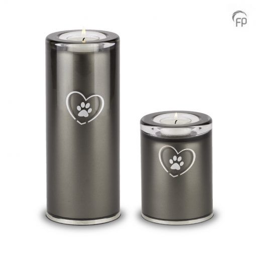 Glass Pet Urn Candle Holder - Cylinder Black