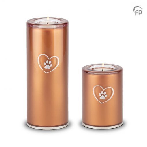 Glass Pet Urn Candle Holder - Cylinder Rusty
