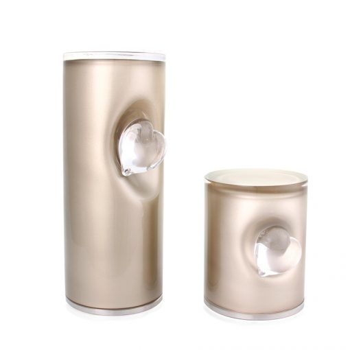 Glass Pet Urn Cylinder Glass Heart Cappuccino