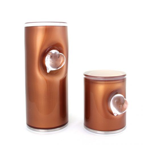 Glass Pet Urn Cylinder Glass Heart Rusty