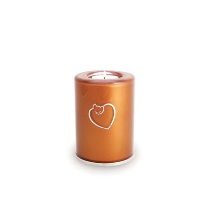 Cat Glass Urn Candle Holder - Rusty