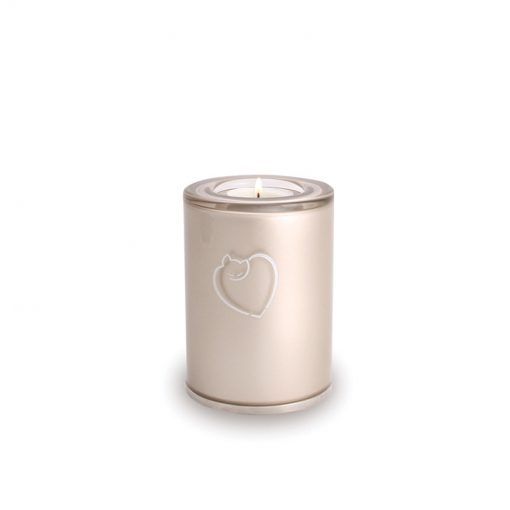 Cat Glass Urn Candle Holder - Cappuccino