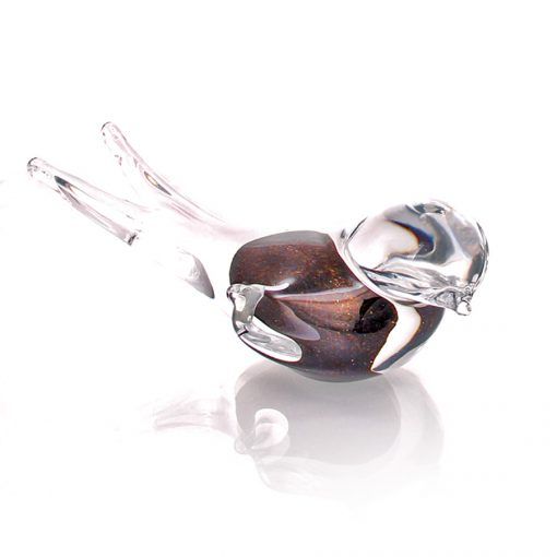 Glass mini urn bird - gold-brown aventurine